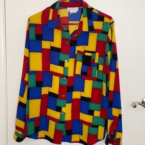Vintage Kathy Che multicolored blouse.
